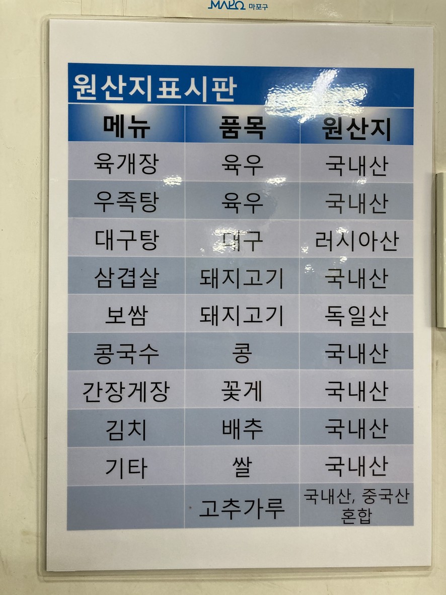 Seogang Sikdang menu 3