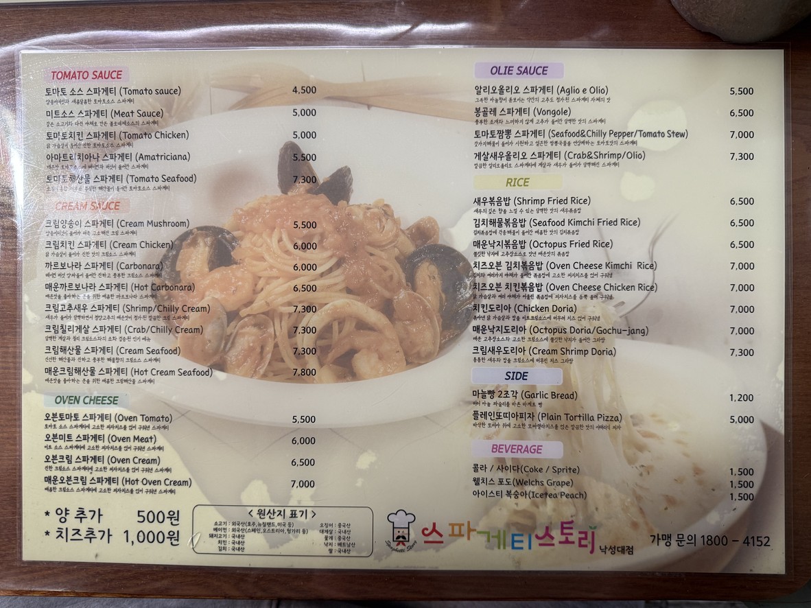 Spaghetti Story menu 1