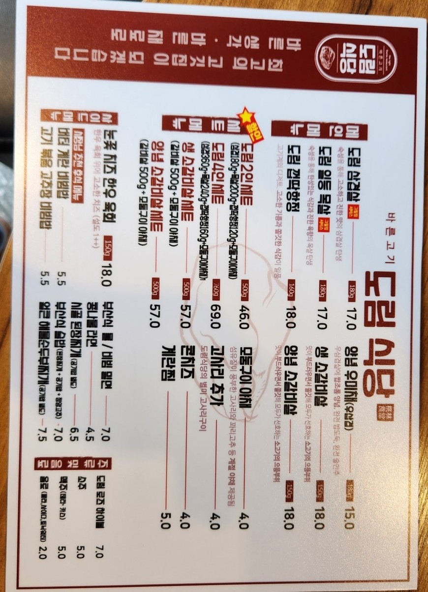 Restaurante Dorim, Sede Principal de Shindorim menu 1