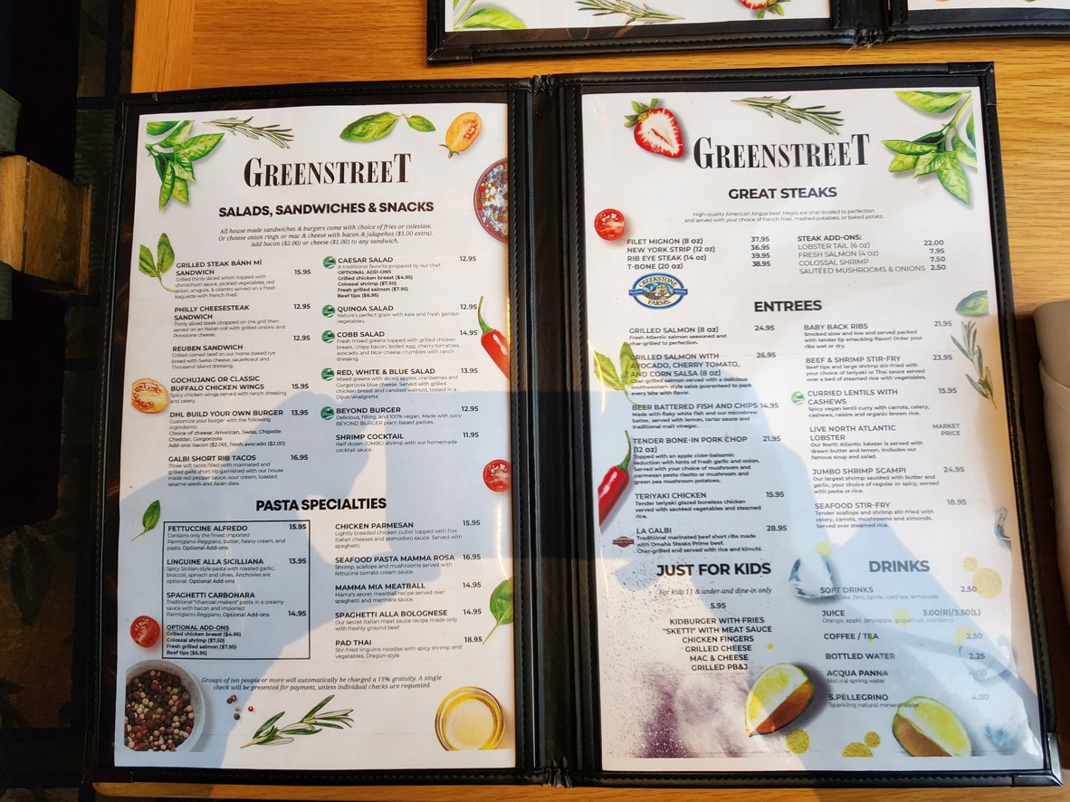 Greenstreet menu 1