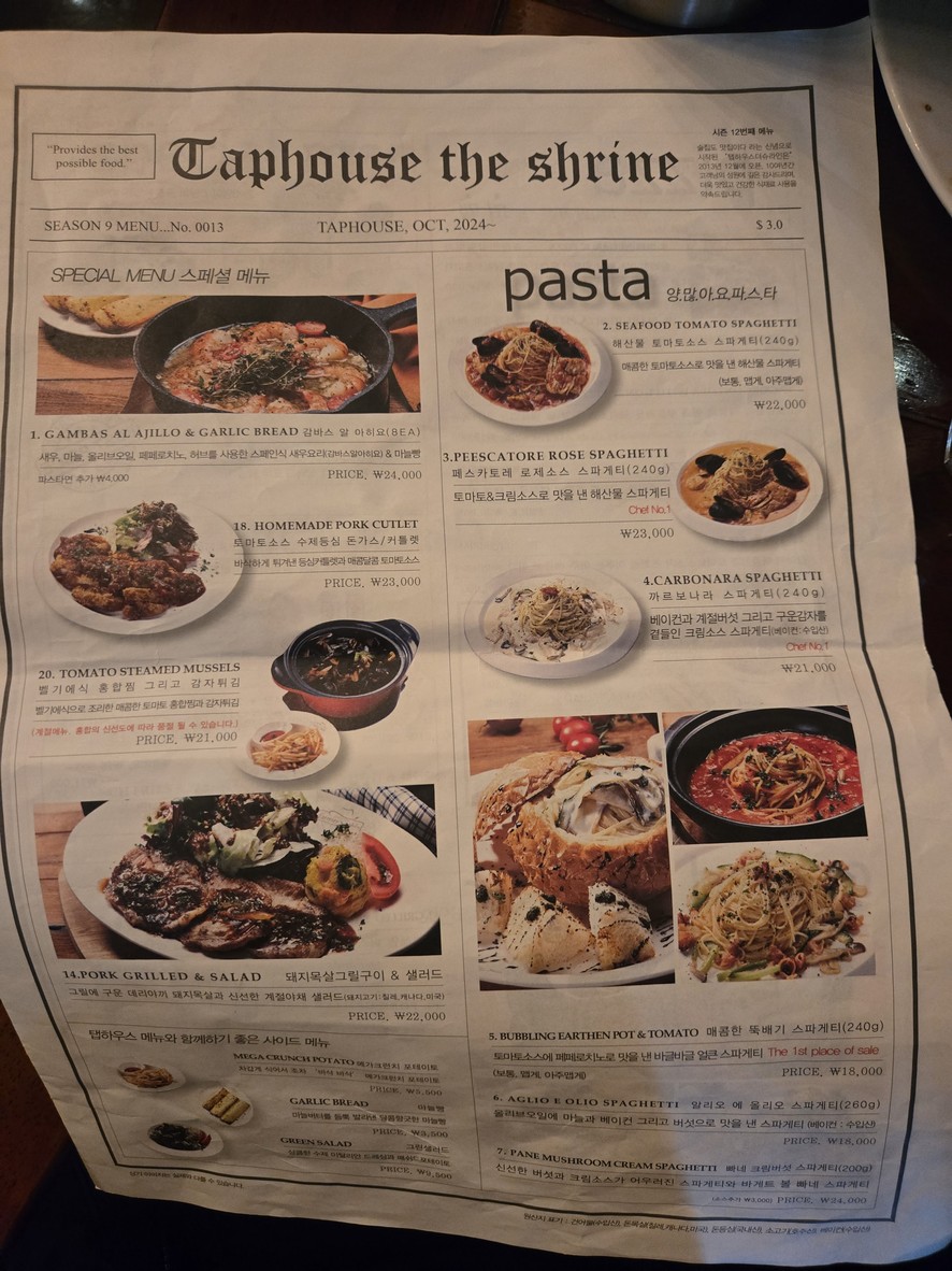 Taphouse The Shrine menu 1