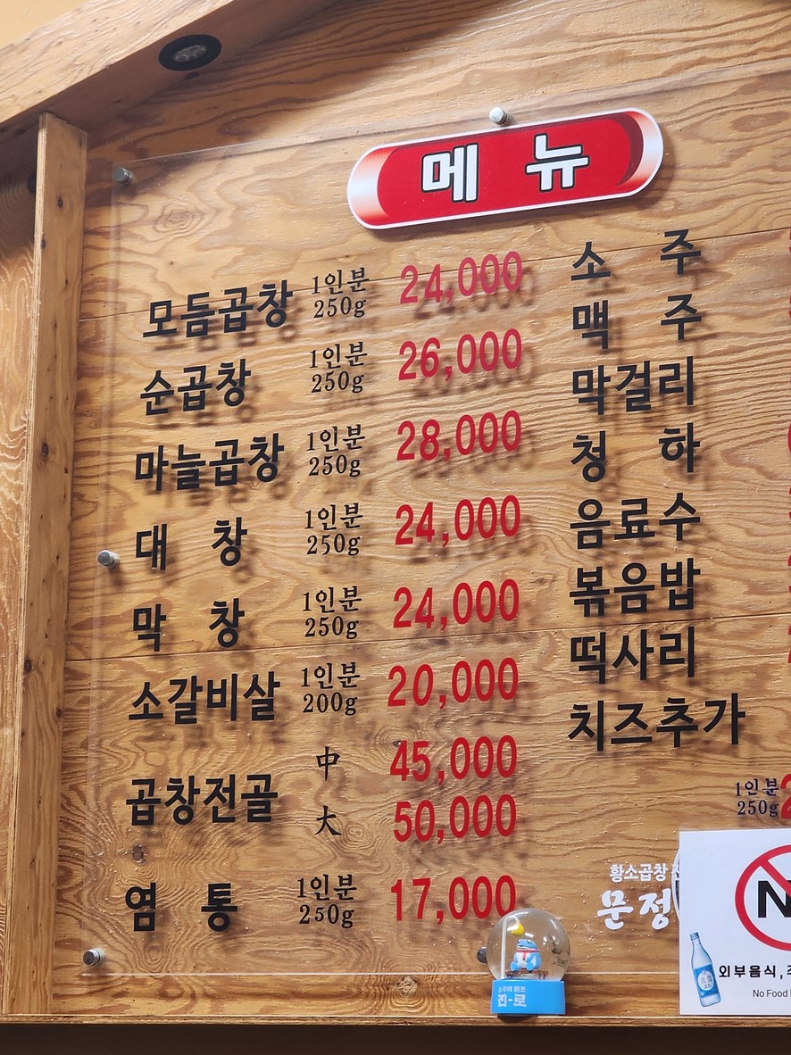 Munjeong Gopchang menu 1
