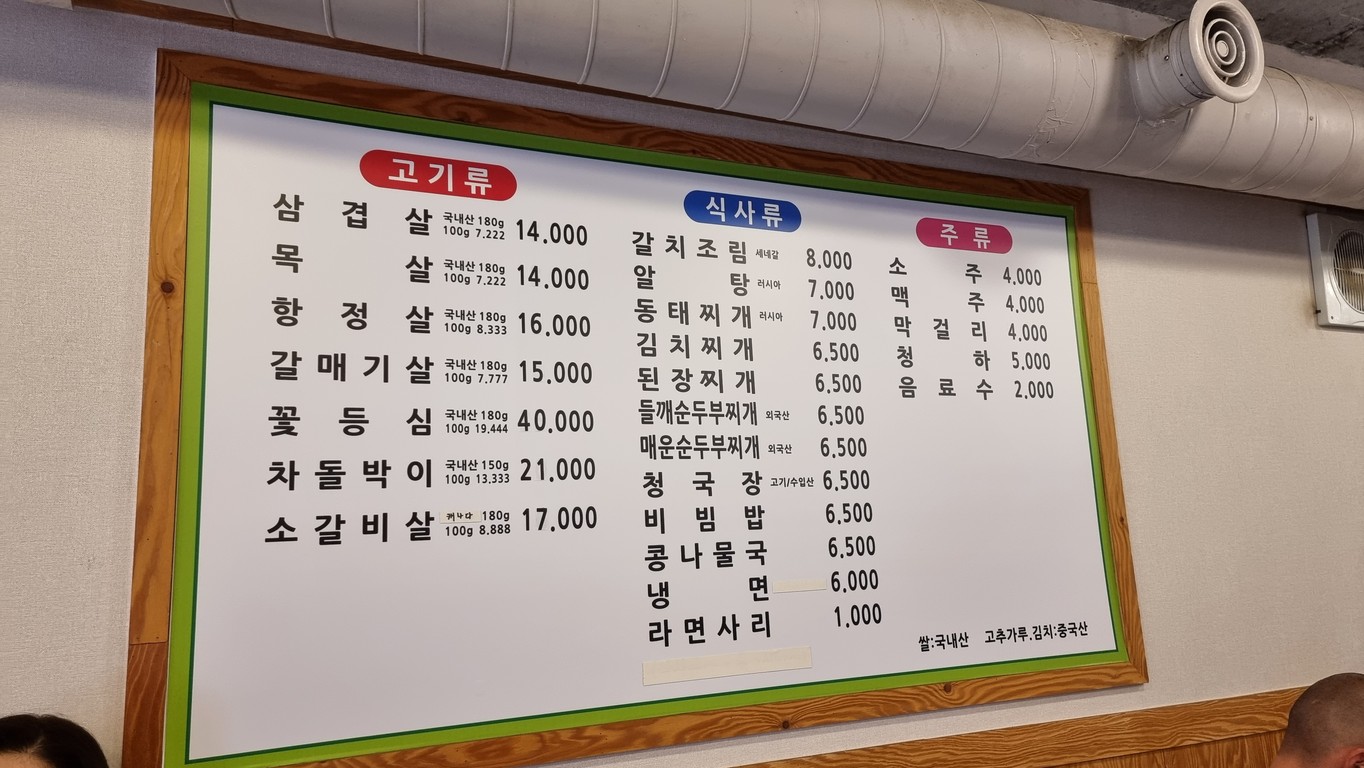 Choigane Saengsamgyeopsal menu 1
