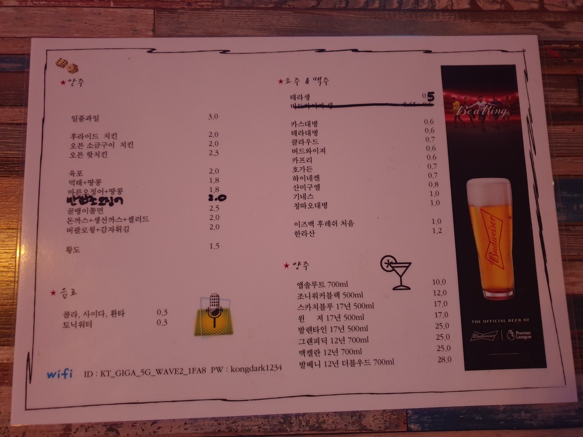 Gongyeonhadak (Pollo para actuar) menu 1