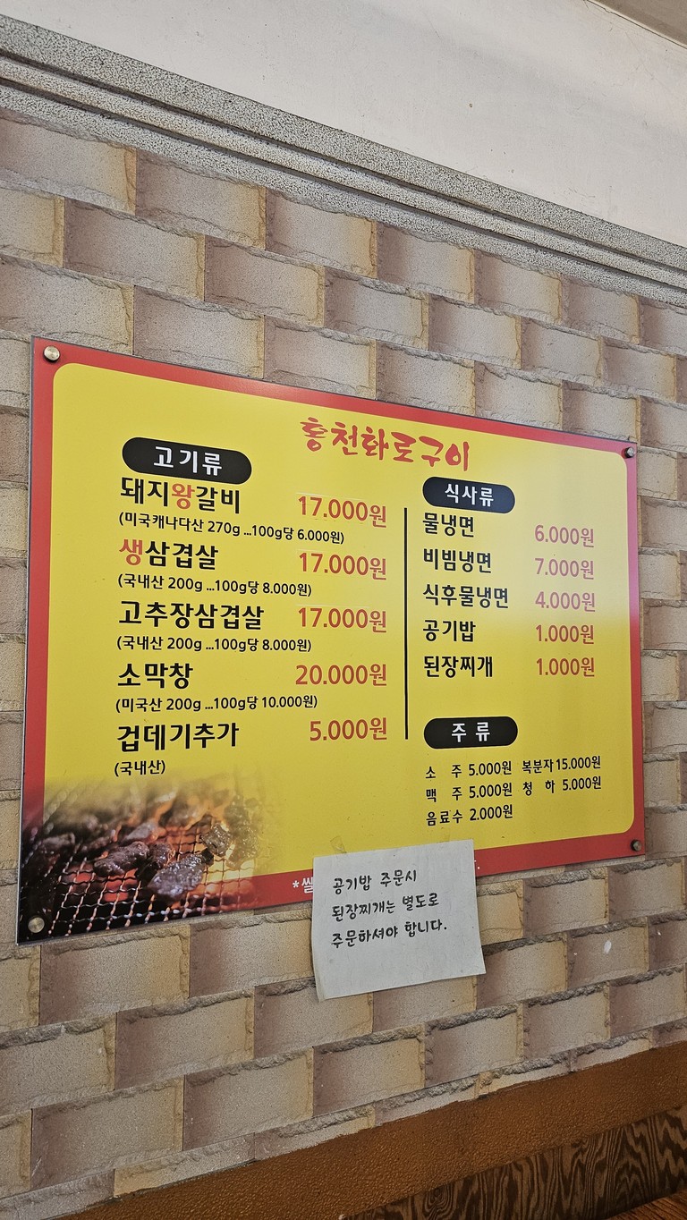 Hongcheon Hwaro Gui menu 1