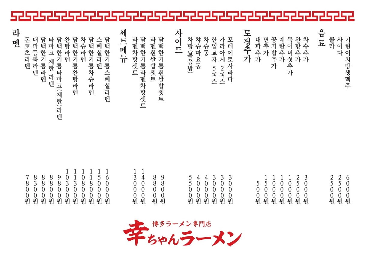 Kouchan Ramen Boram Branch menu 1