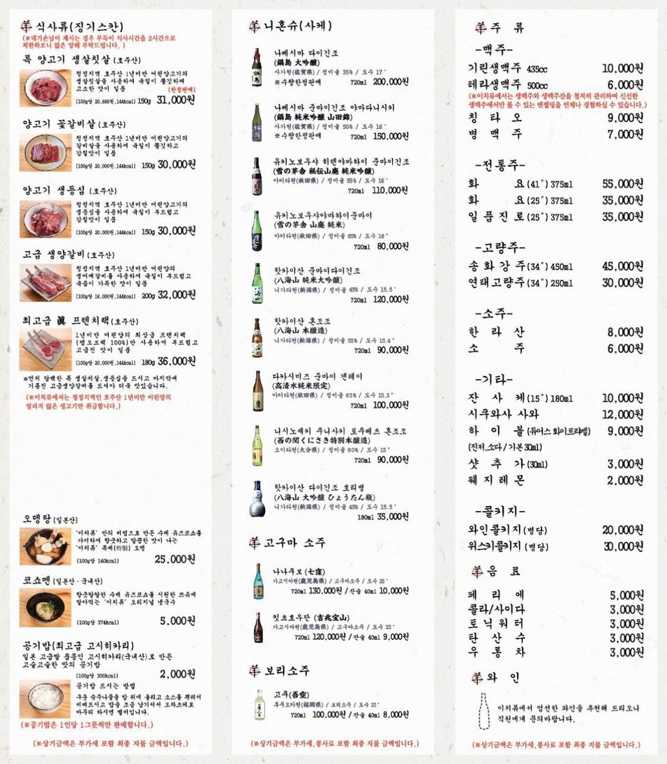 Ichiryu Gongdeok Branch menu 1