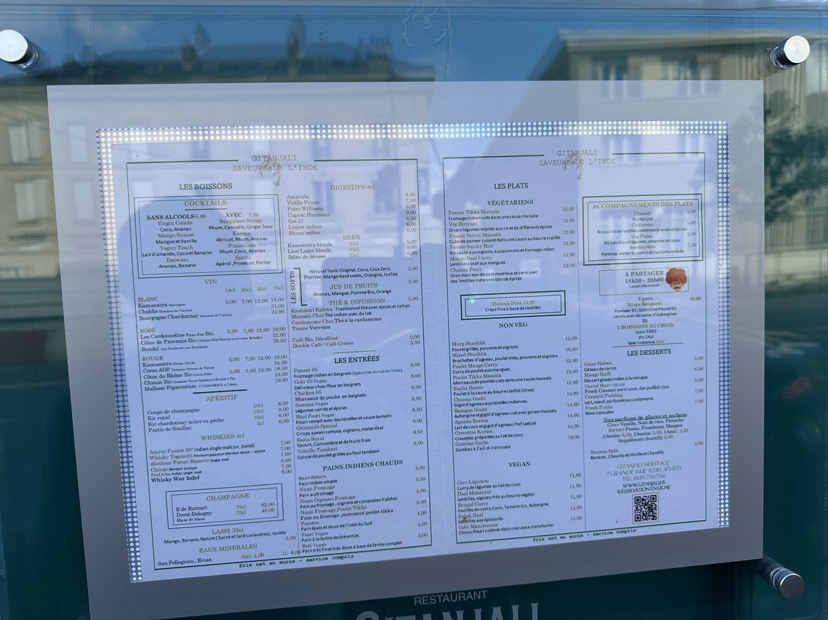 Gitanjali Héritage menu 2