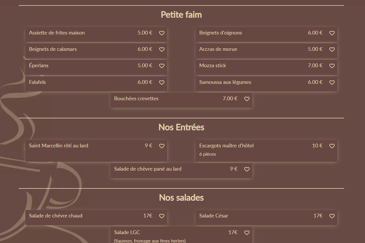 Le Grand Café menu 1