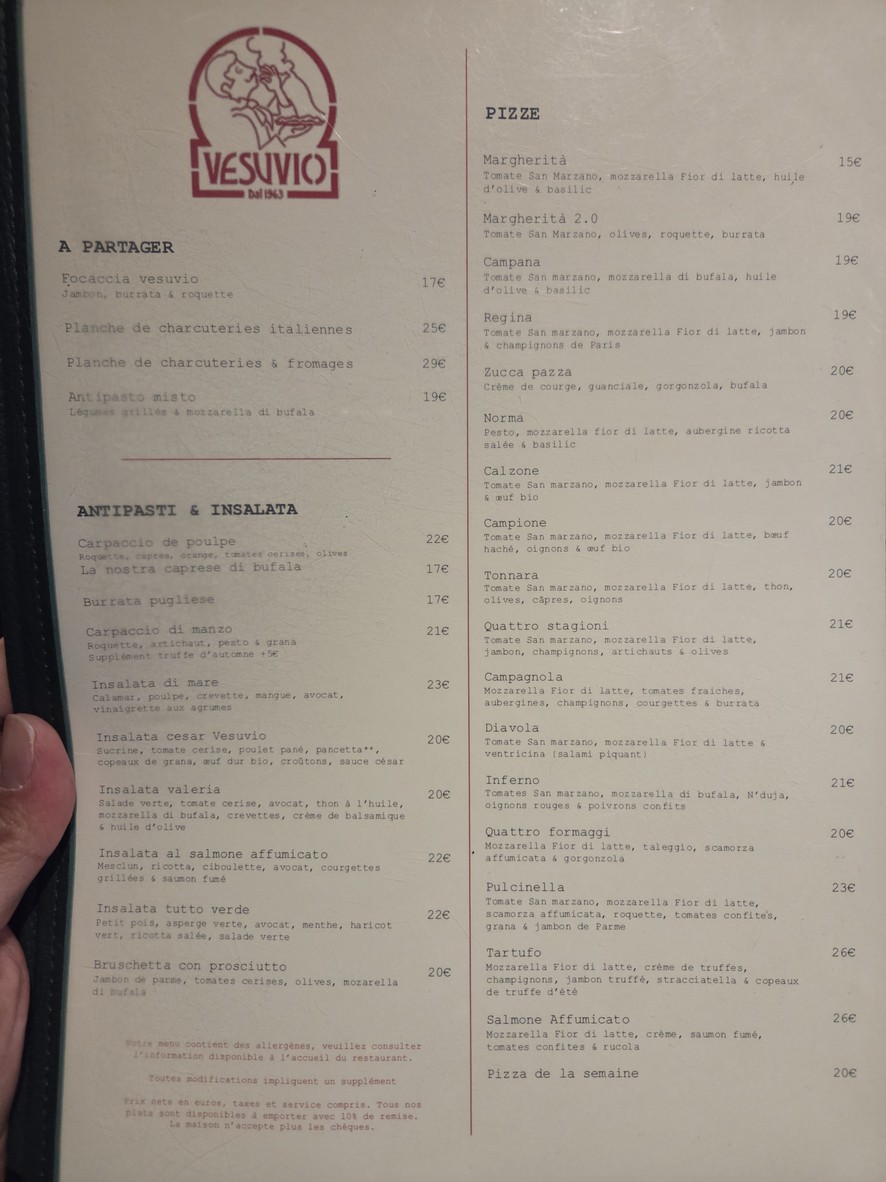 Pizza Vesuvio menu 1