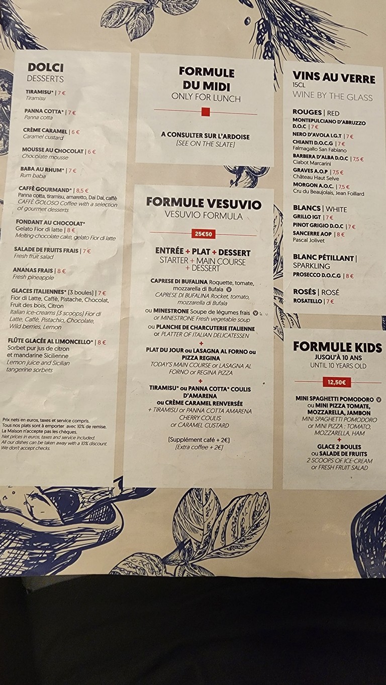 Pizza Vesuvio menu 3