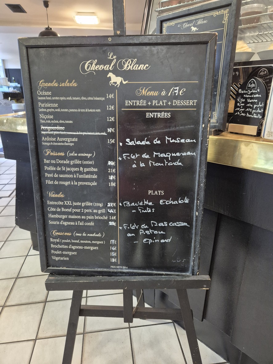 Au Cheval Blanc menu 1