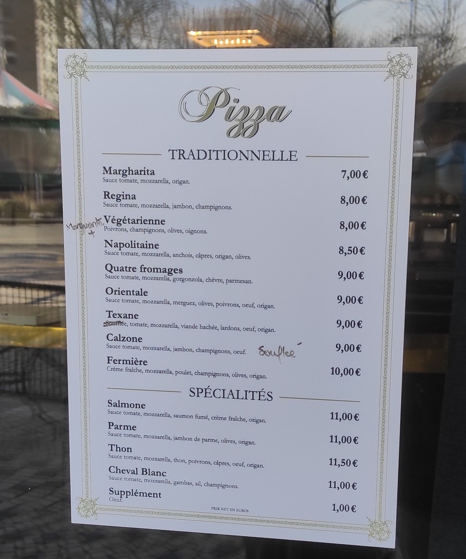 Au Cheval Blanc menu 2
