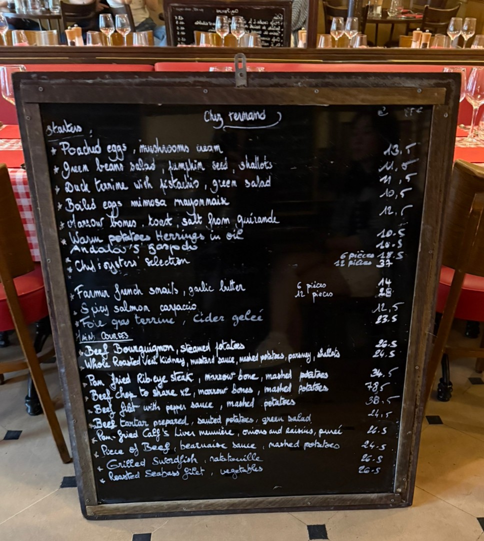 Chez Fernand menu 1