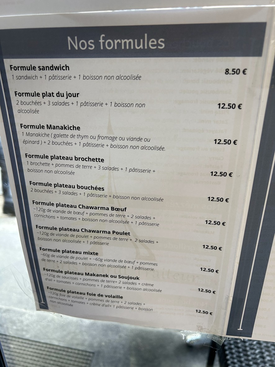 Paris Beirut Traiteur menu 3