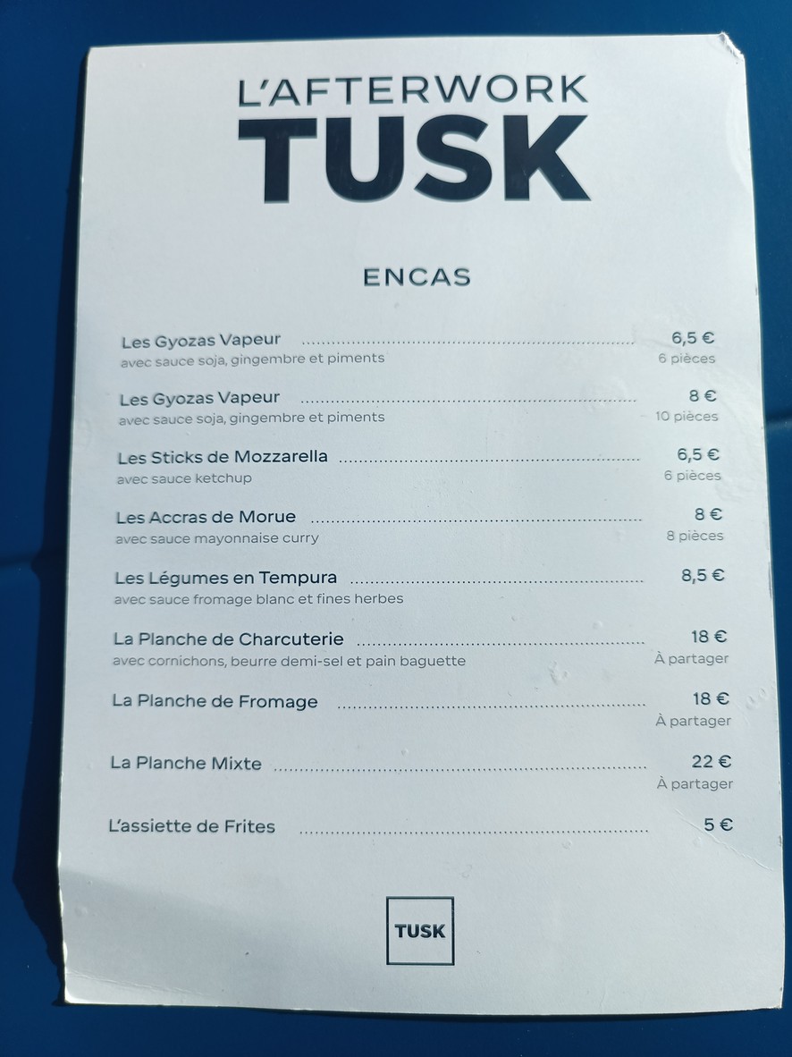 Tusk menu 1