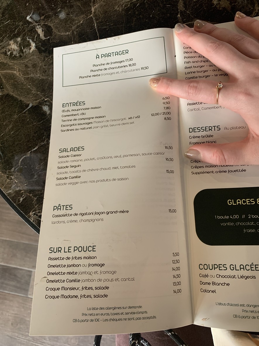 Café Camille menu 1