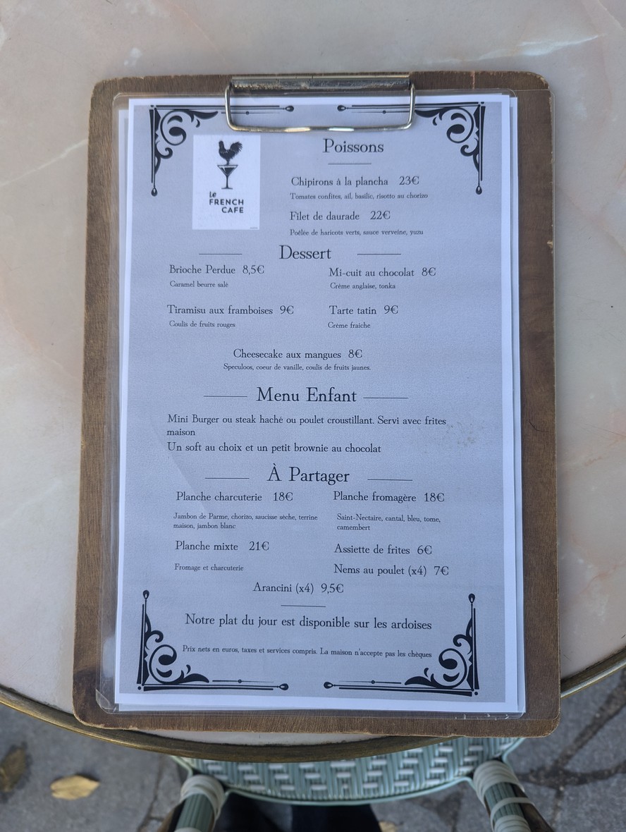 Le French Café menu 2