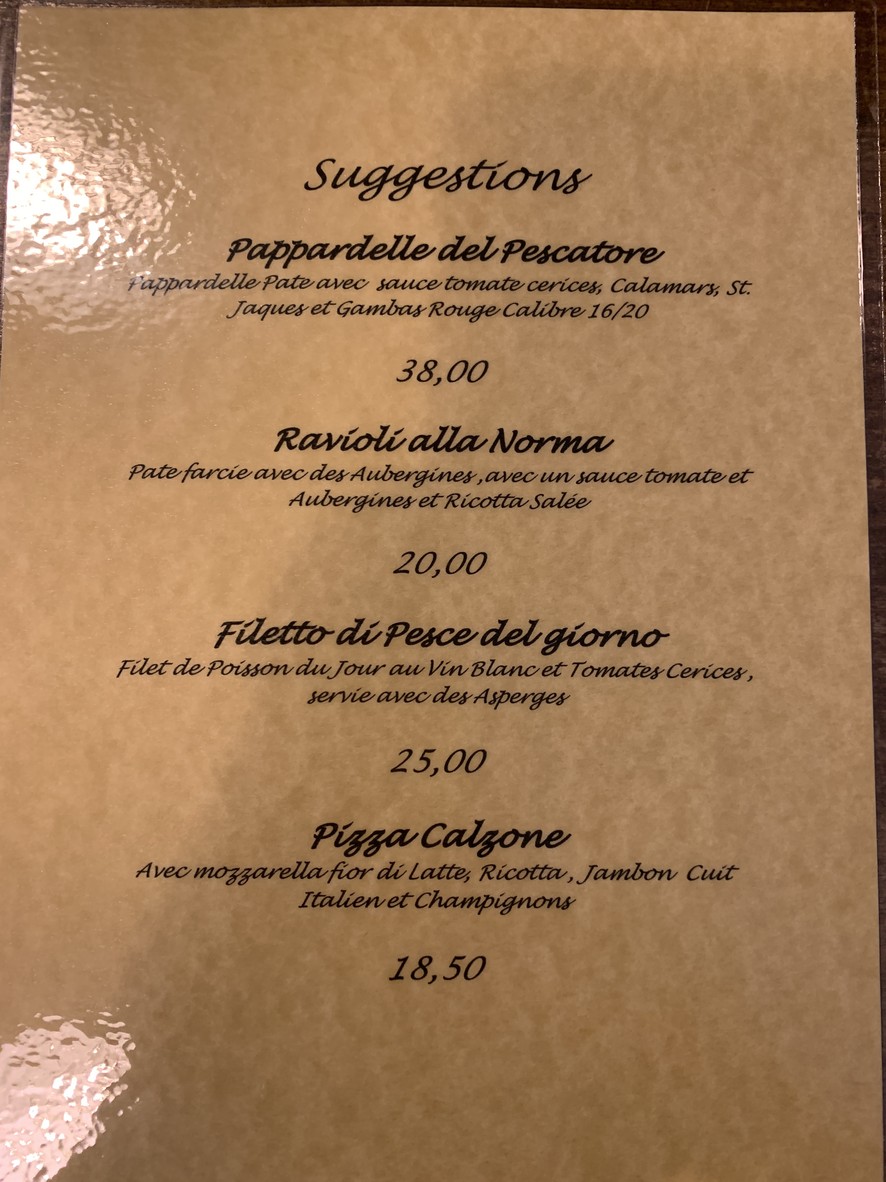 Tradizione Gastronomica Italiana by GustoMassimo Paris depuis 2010 menu 2