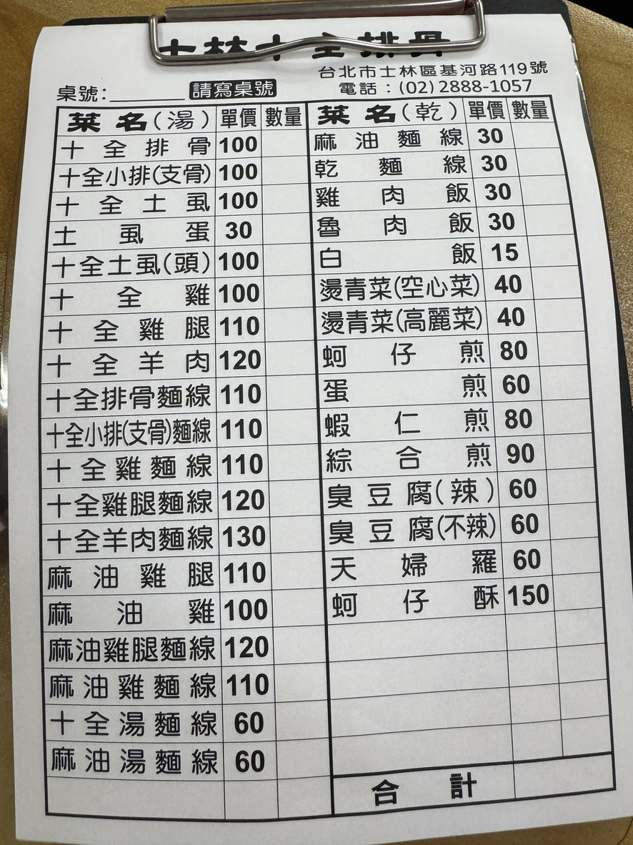 Shilin Shiquan Paigu Dian menu 1