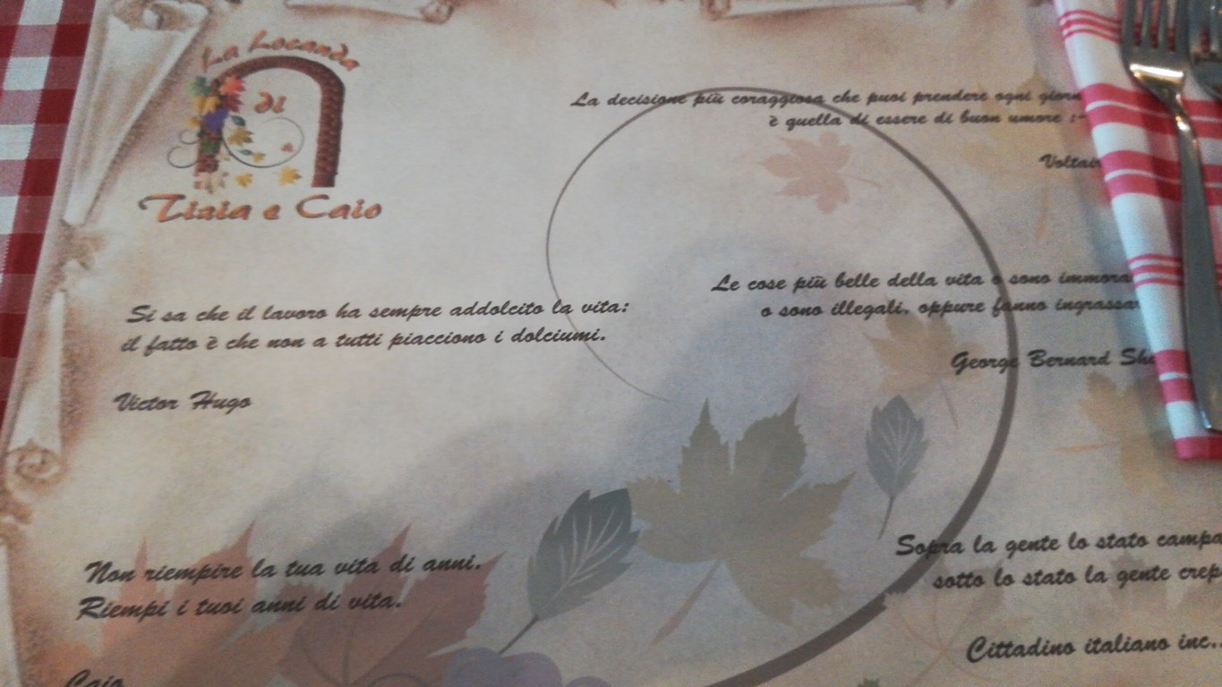 La locanda di tizia e caio menu 1