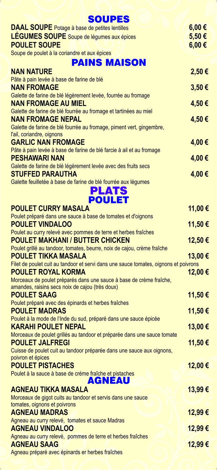 Restaurant Namaste Nepal menu 2