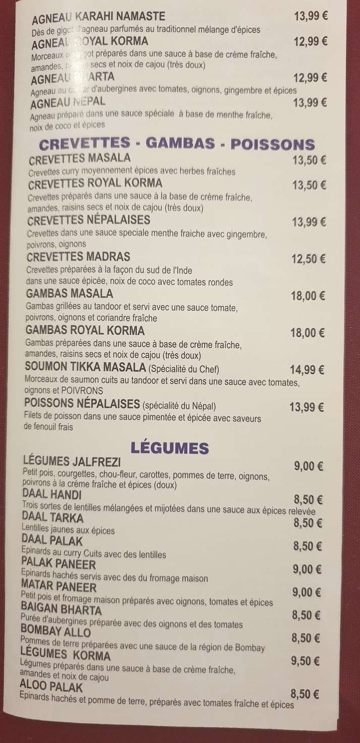 Restaurant Namaste Nepal menu 3
