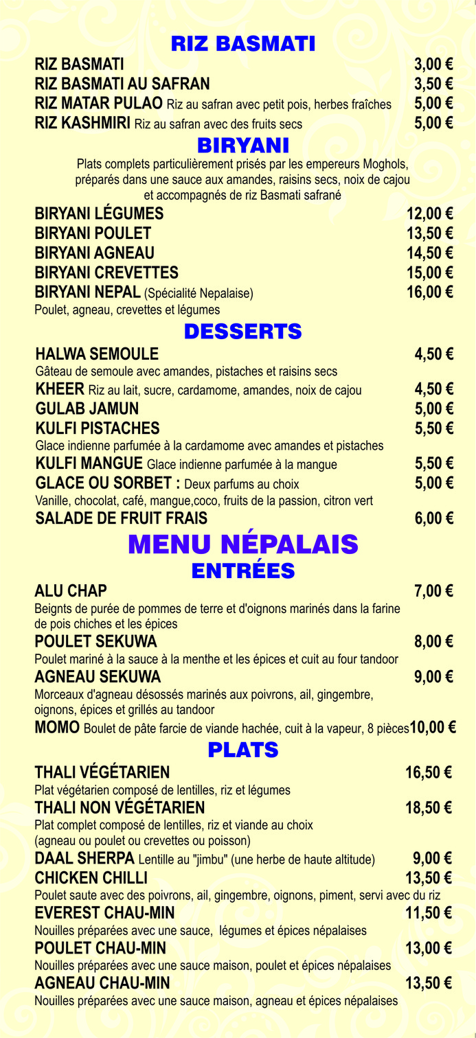 Restaurant Namaste Nepal menu 4