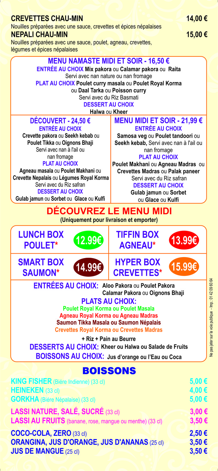 Restaurant Namaste Nepal menu 5