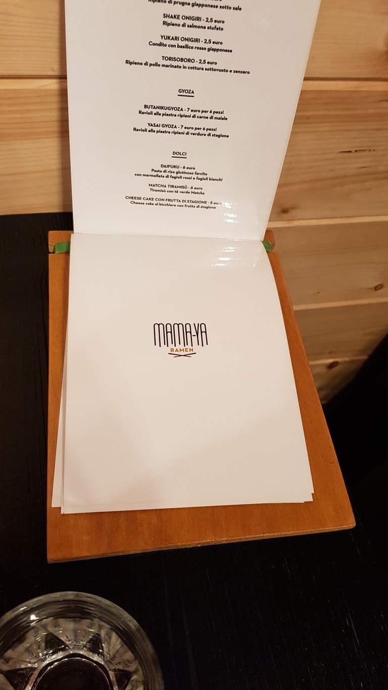 Mama-ya Ramen menu 1