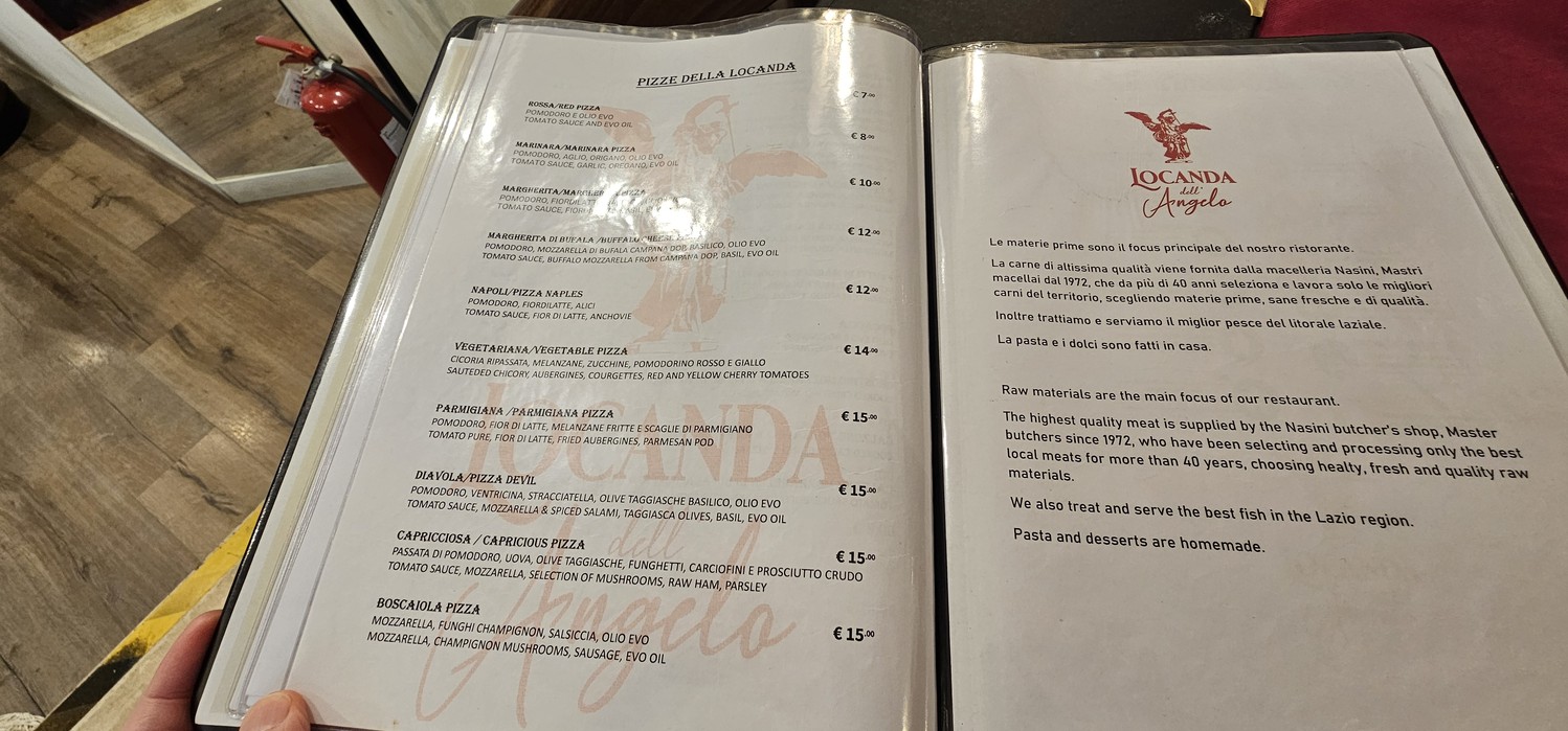 Locanda dell'Angelo Ristorante Pizzeria Braceria menu 1