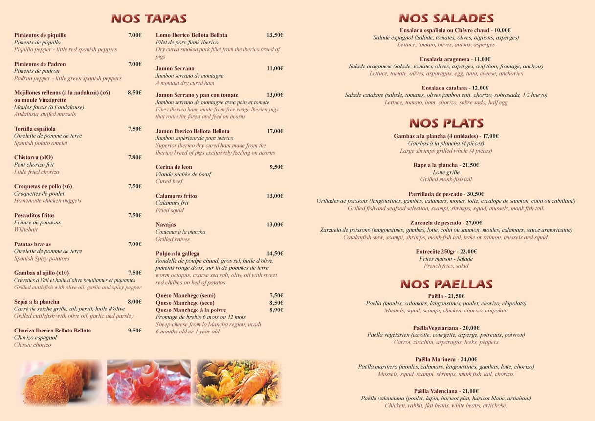 La Paella menu 1