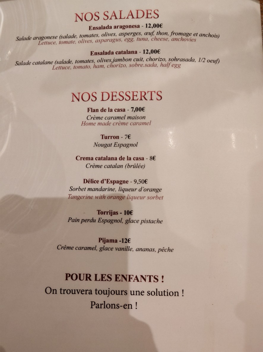 La Paella menu 3