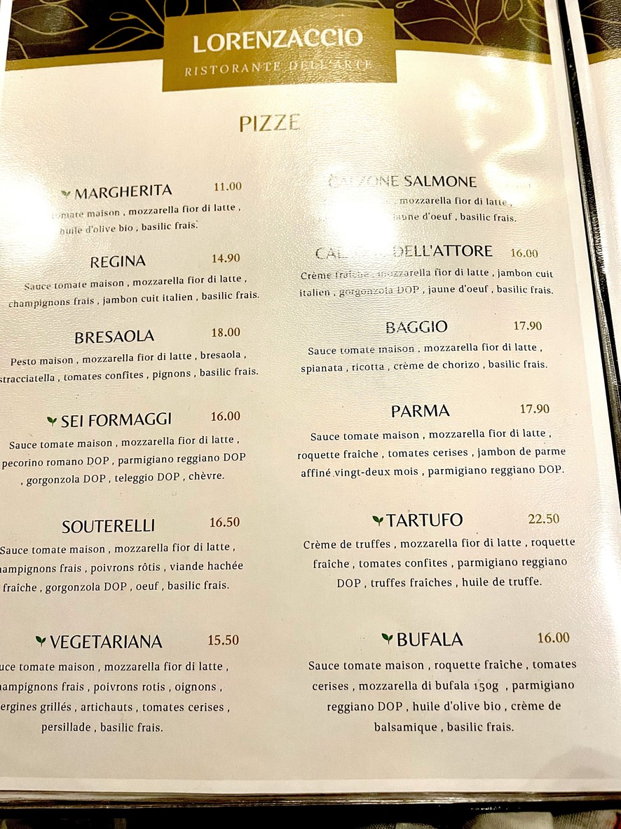 Lorenzaccio Ristorante Dell'Arte menu 2
