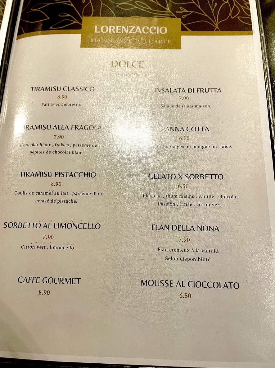 Lorenzaccio Ristorante Dell'Arte menu 3