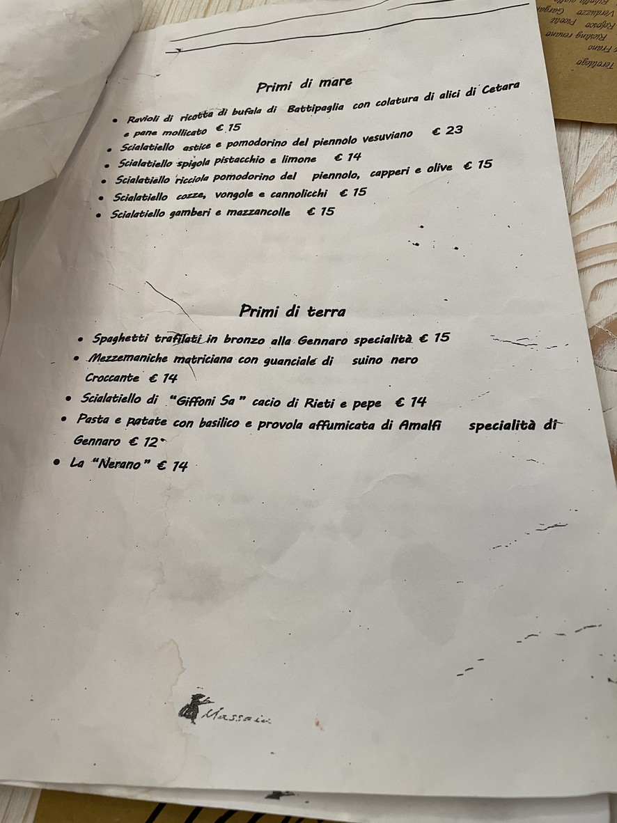 Osteria La Massaia menu 2
