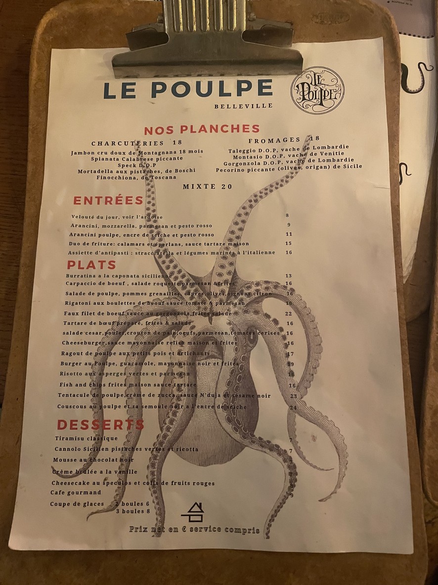 Le Poulpe menu 1