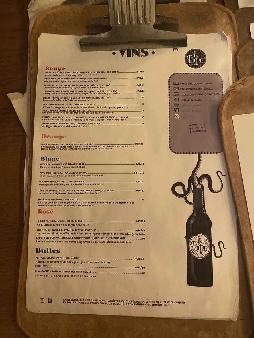 Le Poulpe menu 2