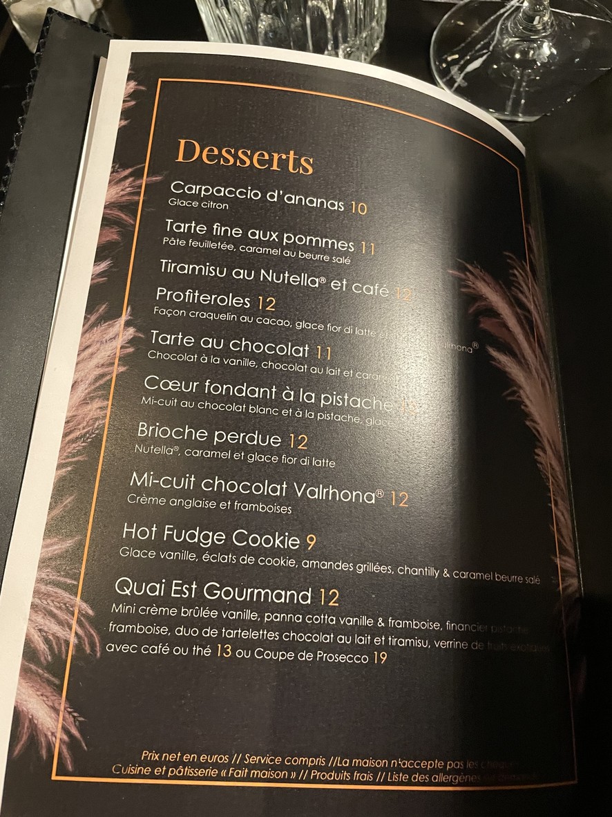 Quai Est menu 4