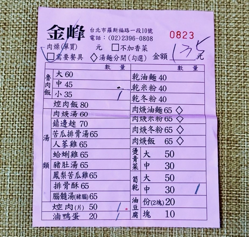 Jīn Fēng Lǔ Ròu Fàn menu 1