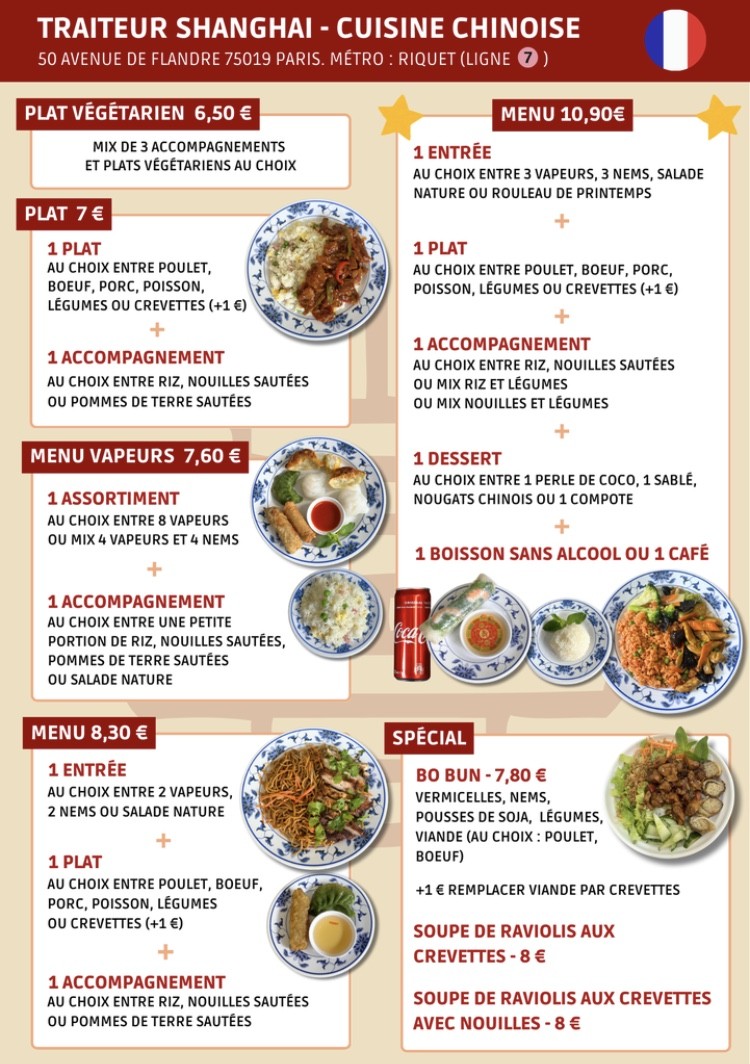 Traiteur Shanghai - Cuisine chinoise menu 1