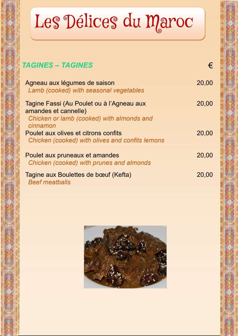 Les Délices du Maroc menu 3