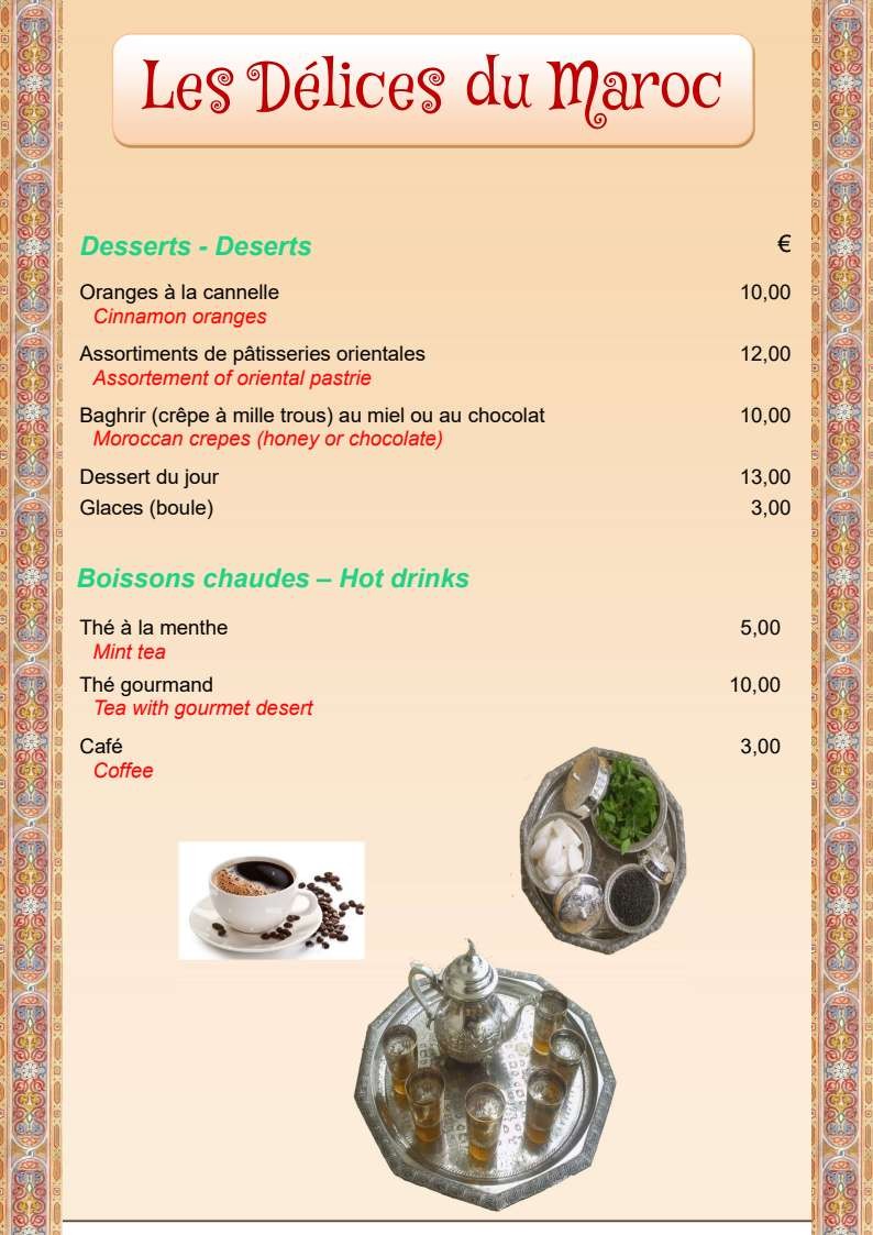 Les Délices du Maroc menu 4