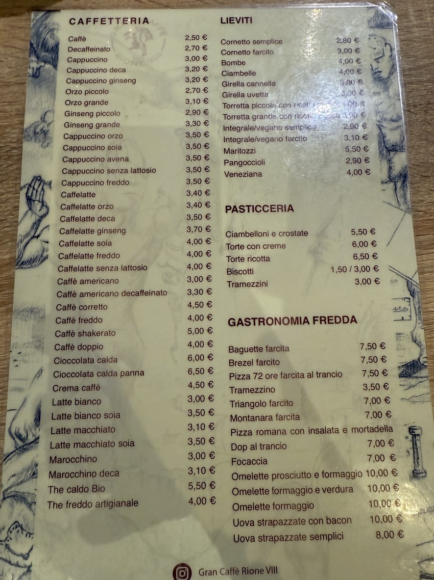 Gran Caffè Rione VIII menu 1