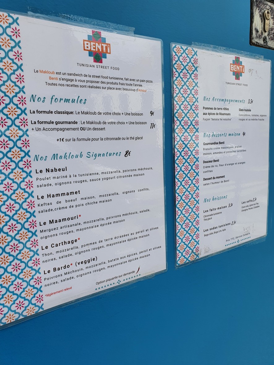 BENTI - Restaurant / Street Food Tunisien Paris 11 menu 1