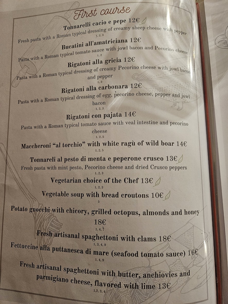 Osteria da Marcello 1961 menu 1