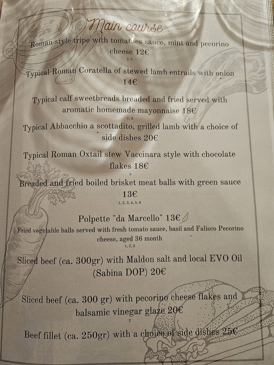 Osteria da Marcello 1961 menu 2