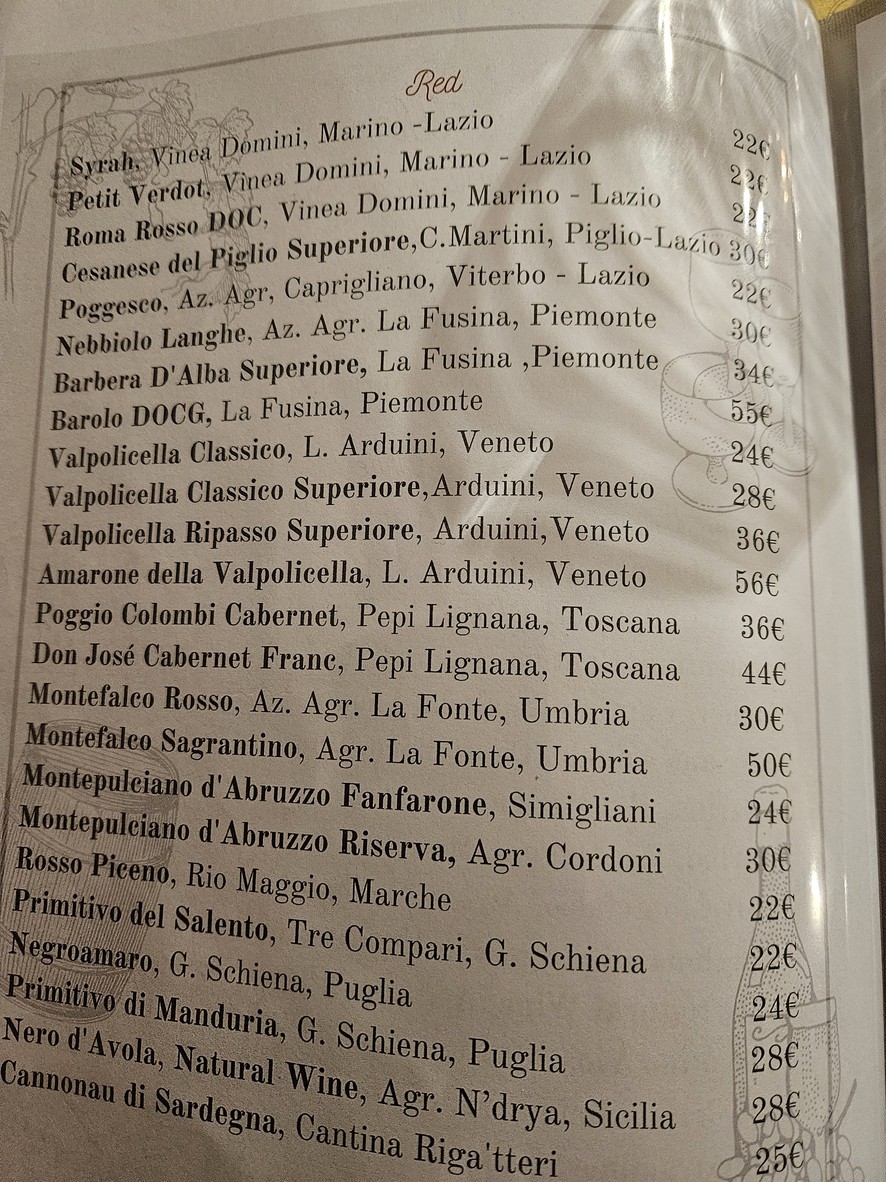 Osteria da Marcello 1961 menu 6