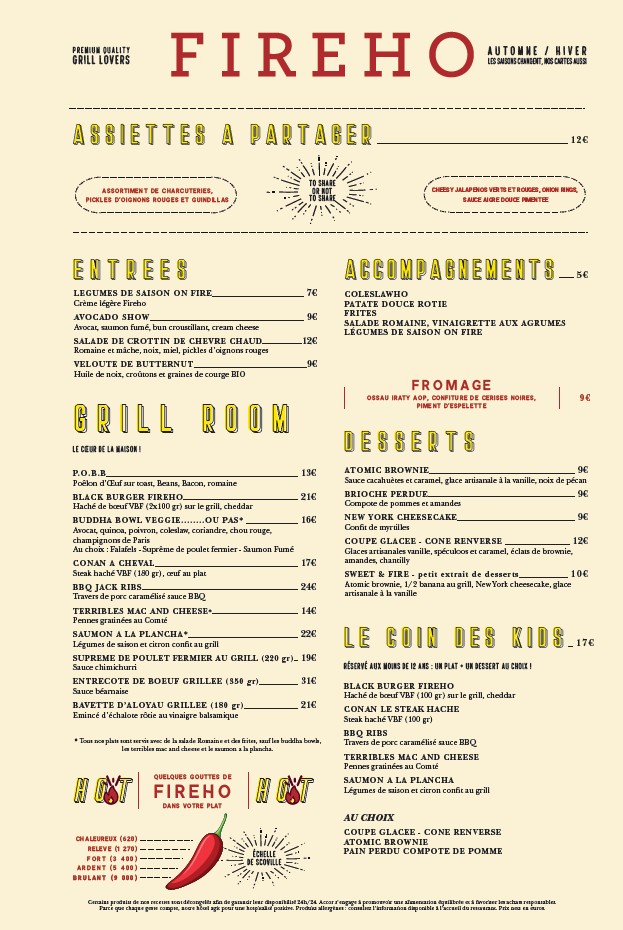 FIREHO menu 1