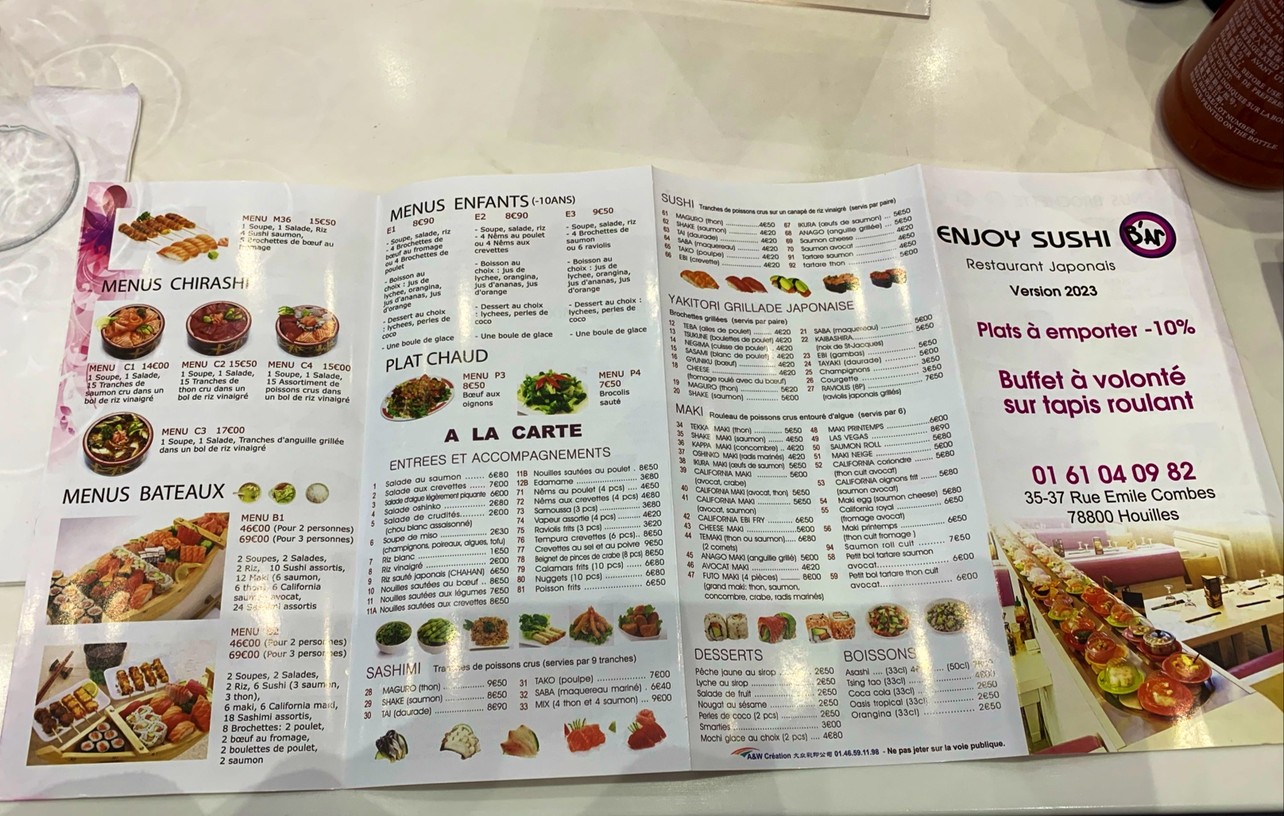 Enjoy Sushi B'ar menu 3